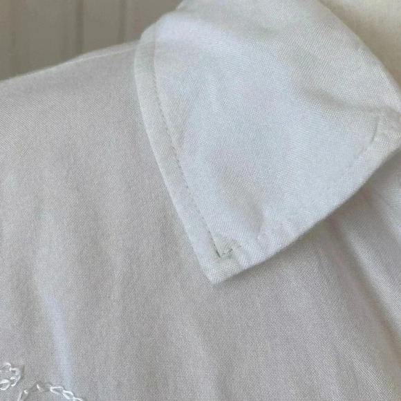 Back In The Saddle Vintage White Fringe Blouse Size 2X Button Down Western Rayon - Picture 6 of 7